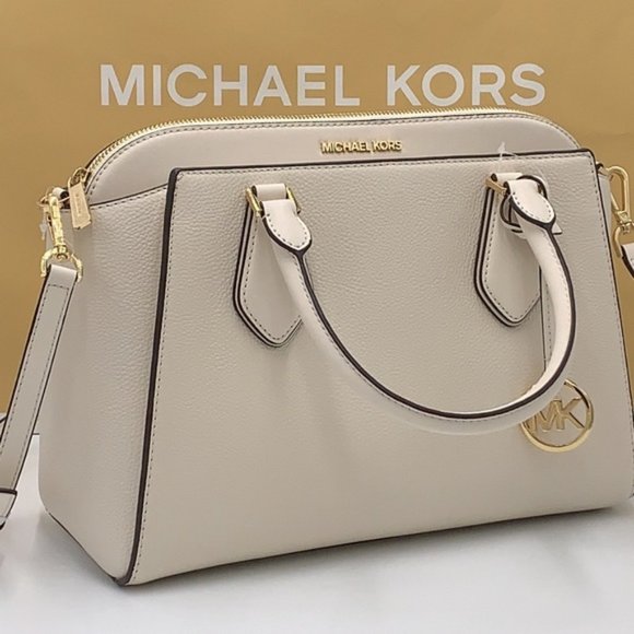 Michael Kors Handbags - Michael Kors Daria Large Satchel Bag Leather Light Cream